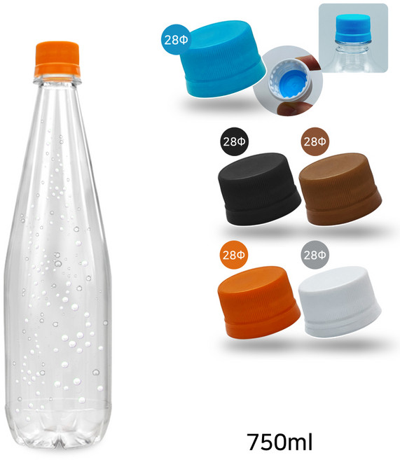 내압캡 투명 호프(효소탄)용기 750ml (2개) 맥주페트, 블랙