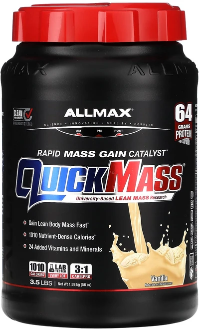 올맥스 퀵매스 레피드 매스 게인 카탈리스트 바닐라 3.5 lbs 1.59 kg, 1개, 1.59kg - 쿠팡