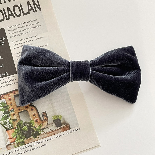 메르시봉봉 모모 벨벳 리본 자동핀 헤어핀 반묶음 반머리 긴머리 일자핀 옆머리 앞머리 머리핀