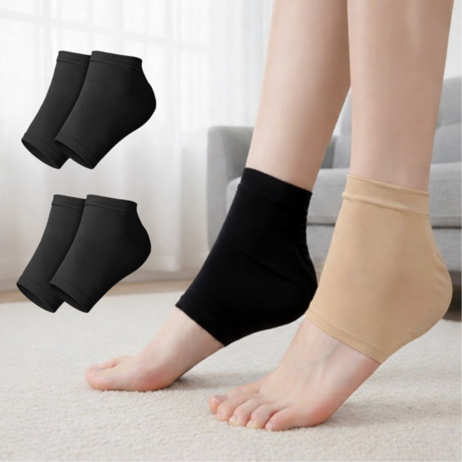 원앤모어 실리콘 발뒤꿈치 각질케어 풋패드, 블랙, 2세트