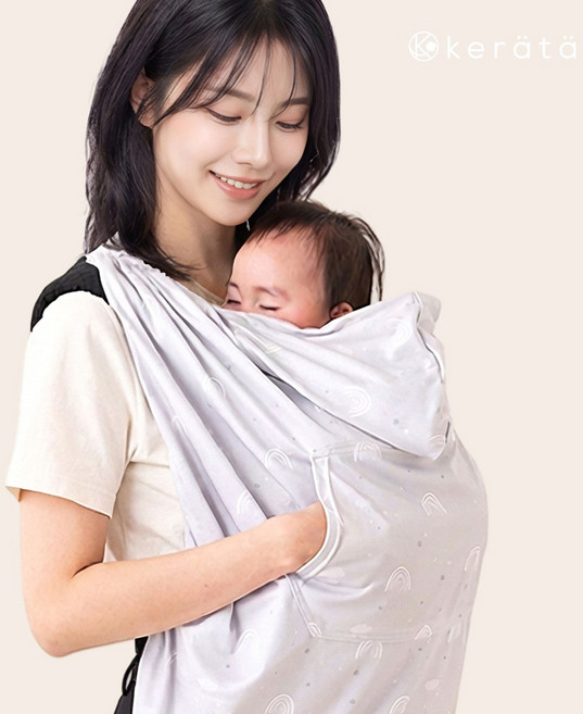 케라타 다용도 유모차 수유 UV 자외선 차단 메쉬 커버 아기띠 냉감 블랭킷, 레인보우그레이