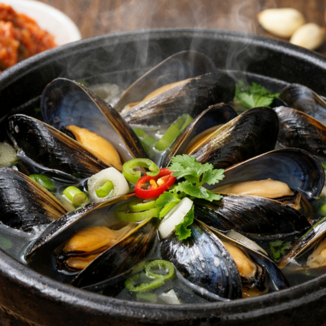 푸른마을 제철 통영 생 햇 홍합 산지직송 통통한 홍합, 1박스, 햇 홍합 4kg