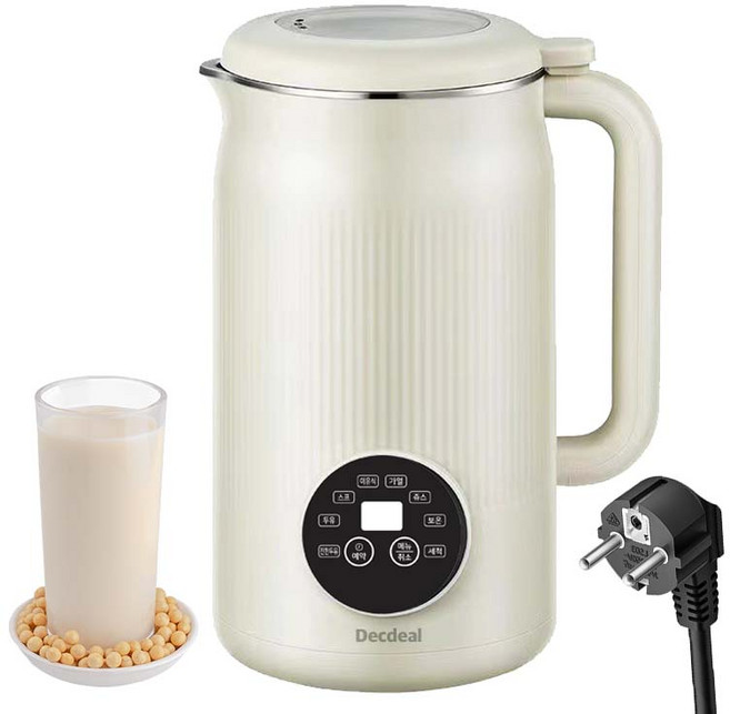 Decdeal 가정용 두유 콩물 죽 이유식 제조기 믹서기, 하얀색(PBJ001-Plus)