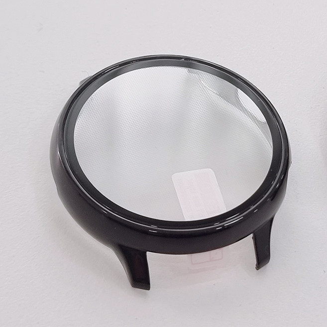 갤럭시워치 액티브2 케이스 강화유리 풀커버 액정보호 유광 케이스 하드 프레임 범퍼케이스 클리어 오로라 케이스, 풀커버 유광 케이스, 2/44MM, 블랙