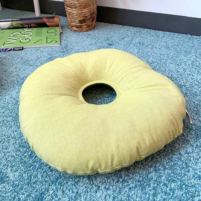 이케히코 코튼 원형 도넛 방석 쿠션, 이케히코 원형쿠션(루즈)-그린, 1개