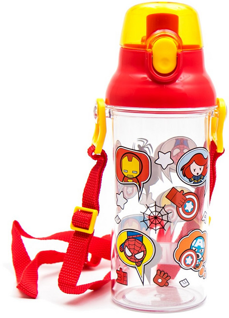 탈부착어깨끈 캐릭터 항균기능 물통+고무패킹, 마블클리어573217, 480ml, 1개