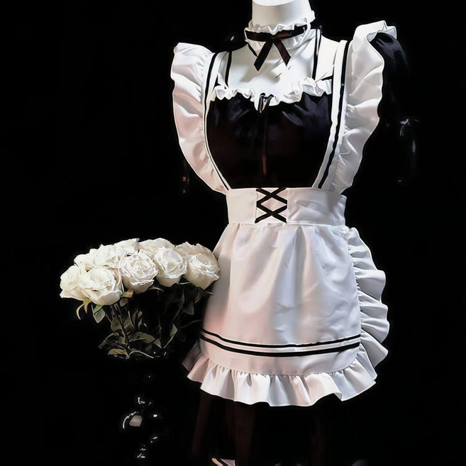 프릴 메이드복 빅사이즈 코스프레 컨셉 촬영