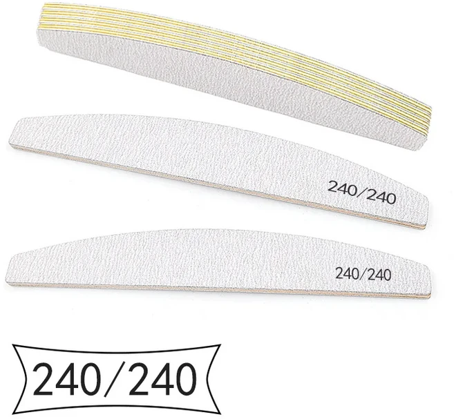 10 개/몫 네일 믹스 컬러 80/100/150/180/240 그릿 전문 사포 큐티클 리무버 버퍼 매니큐어 도구 세트, 03 Yellow-10pcs-240-240