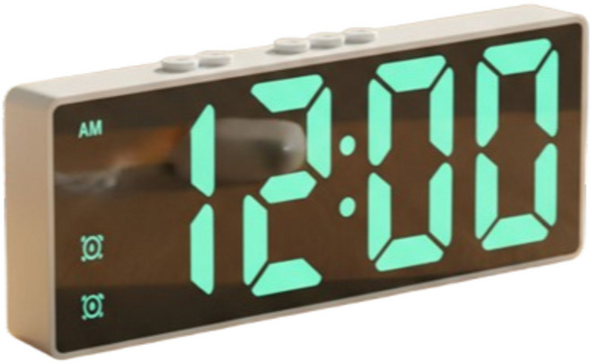 지아플랜 슬림 포인트 LED 미러 탁상시계, 화이트