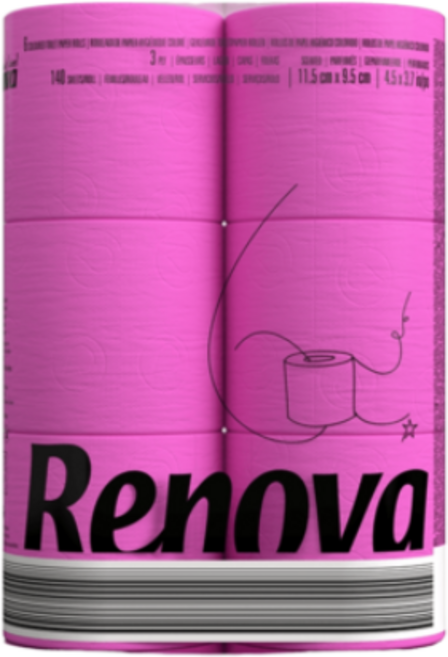 레노바 3겹 블랙라벨 컬러티슈 핑크, 16.1m, 6롤, 2개