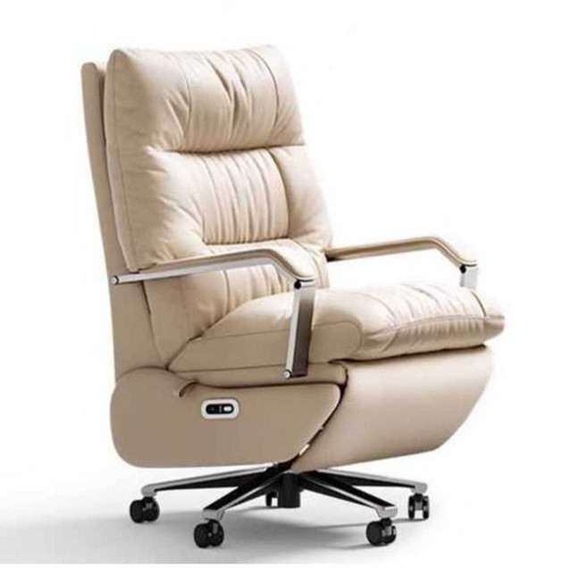 전동 리클라이너의자 소가죽 1인쇼파 안락한 책상의자, 소가죽 - 오렌지