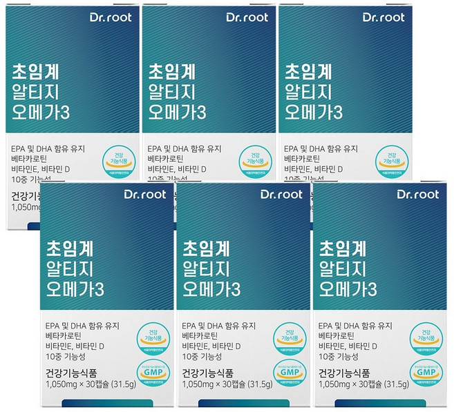 닥터루트 10중기능성 저온 초임계 알티지 rTG 오메가3 식물성캡슐 6박스 베타카로틴 비타민D 비타민E, 30정, 6개