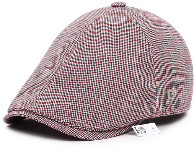 비토스 26 S/S 피에르가르뎅 잔체크 린넨 원단 헌팅캡 골프모자 베레모 도리구찌