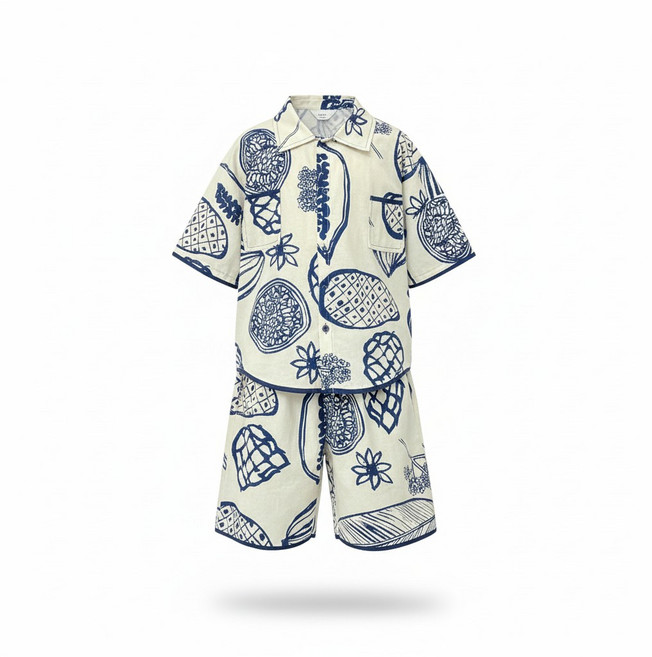 삐삐네옷가게 키즈 커풀 남매 여름 네이처패턴 휴가룩