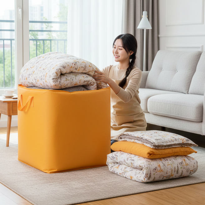 윈스윗 초대형 이사 이불 정리 수납 가방, 2개, 브라이트 오렌지