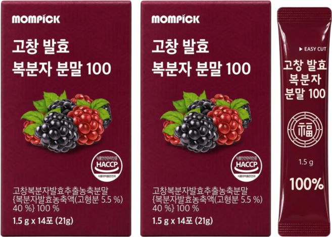 맘픽 고창 복분자분말 100%식약청인증 HACCP 정품, 2개, 14회분