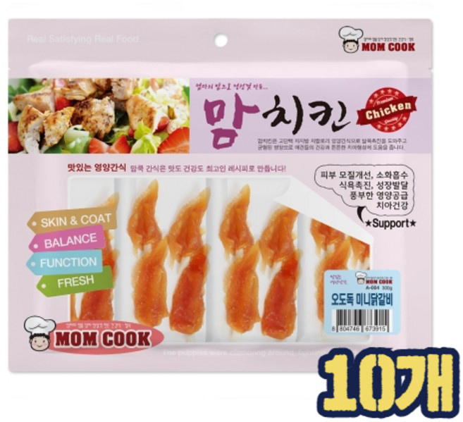 맘쿡 맘치킨 맛있는 강아지 영양 간식 오도독 닭갈비, 오도독 미니 닭갈비, 10개, 300g