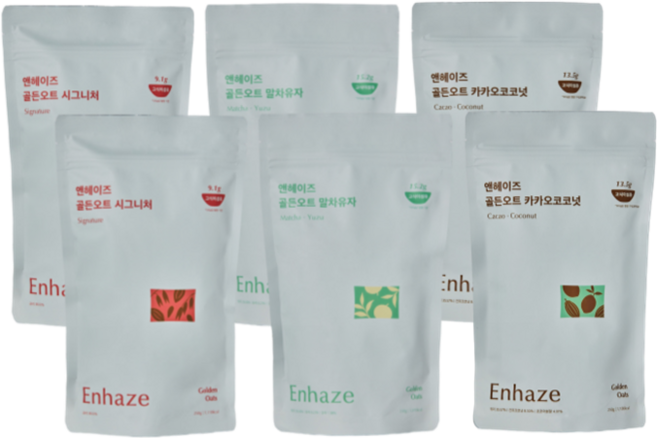 Enhaze 골든오트 고식이섬유 그래놀라 세트 (시그니처2+말차유자2+카카오코코넛+2), 6개, 250g