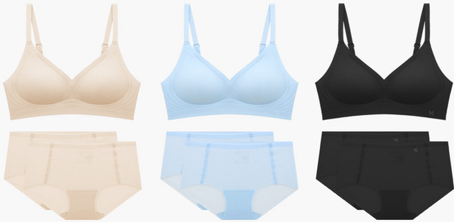 이너쿠키 착감브라 라이트 심리스 브라 팬티 3매 세트 (WSB6002_(1+2)S)