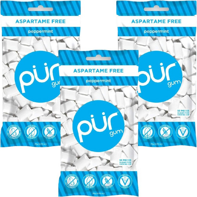 퍼검 아스파탐 프리 페퍼민트, 77g, 3개