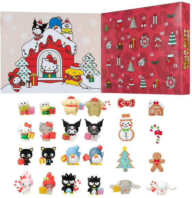 Jazwares 헬로 키티와 친구들 홀리데이 어드벤트 캘린더 - 24가지 독점 아이템 아동용 계절 장난감 만 6세 이상 공식 라이선스 산리오 제품