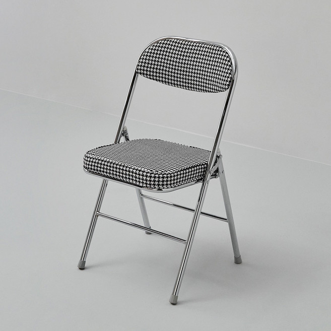 [모노그루브] 1+1 팝 폴딩 체어 코듀로이 패브릭 접이식 카페 디자인 의자 9colors, 하운드 체크(2개입), 1개