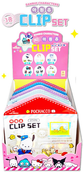 산리오 캐릭터 아원츄 3종 클립 6P 세트, 1통, 1통