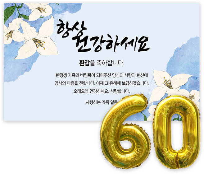 애드플로우 환갑 현수막 생신 생일 잔치 축하 풍선 포함, 혼합색상