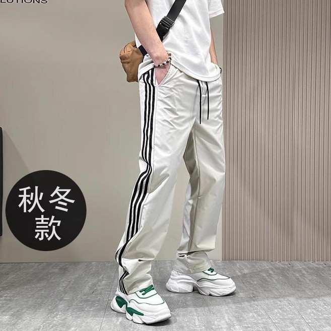 新款休閒褲男 條紋直筒運動長褲