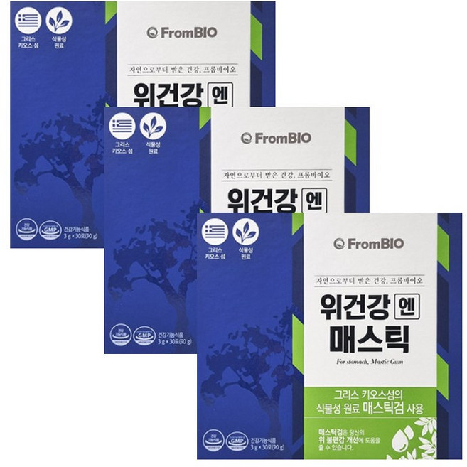 프롬바이오 위건강엔 매스틱 가루 분말 위 메스틱 3g 30포 3박스 3개월분, 90g