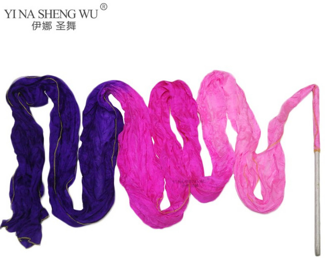탄성진짜 실크 꽃 댄스 스 트리머 리듬 체조 리본 예술적 춤 재능 쇼 교회 예배 칭찬 예언 배너, [00] 400x45cm, [00] Pink Rose Purple, 1개