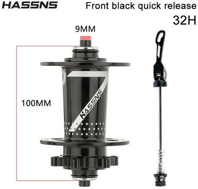 HASSNS Mtb 허브 32 24 베어링 산악 자전거 프리 허브 후면 허브 32h 24h 시끄러운 큐브 자전거 부싱 12, 7 Bla Front
