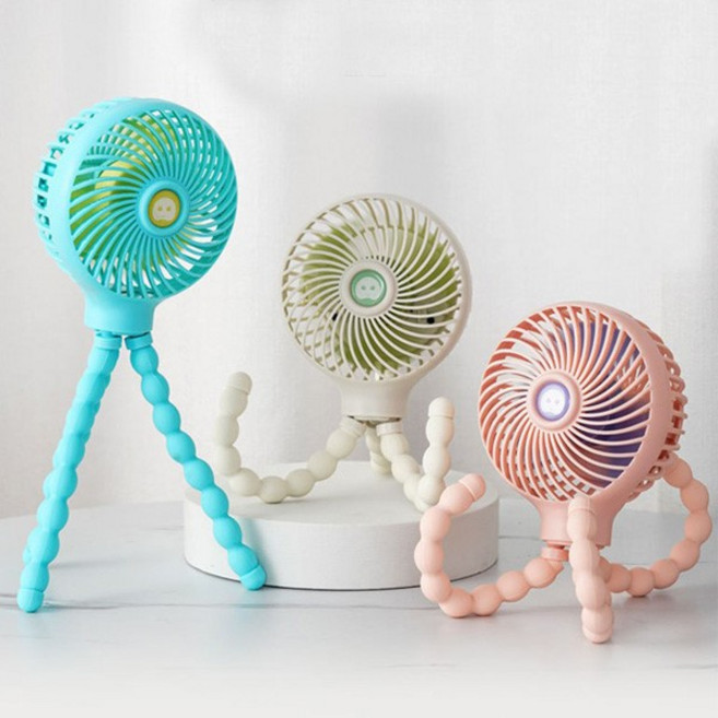 유모차선풍기 3단 휴대용선풍기 탁상용 문어발선풍기 손선풍기 충전식선풍기 차량용선풍기 1+1, 핑크+핑크, 2개