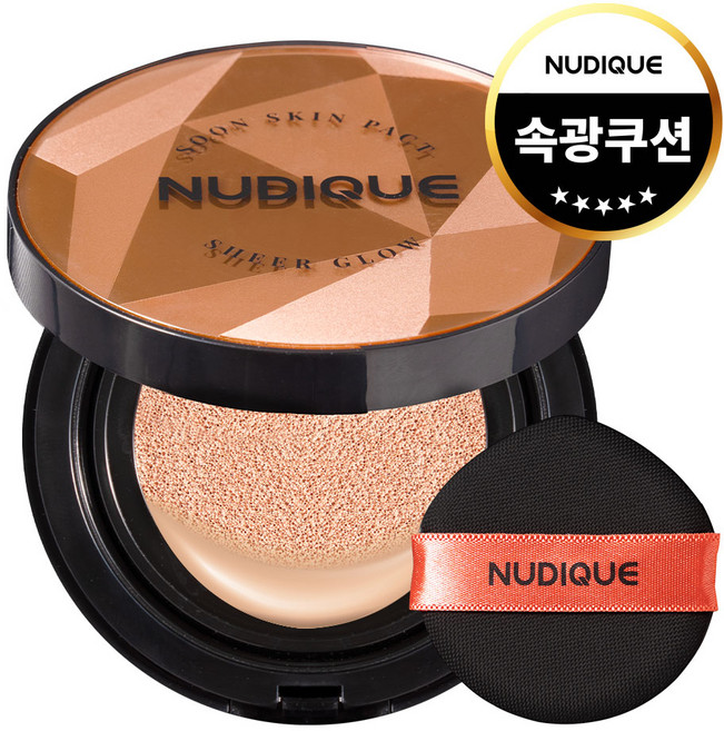 누디크 커버력 좋은 도자기 쿠션 순스킨 쉬어 글로우 팩트 본품 15g 연예인 홈쇼핑 광채 쿠션팩트, 1개, 21호