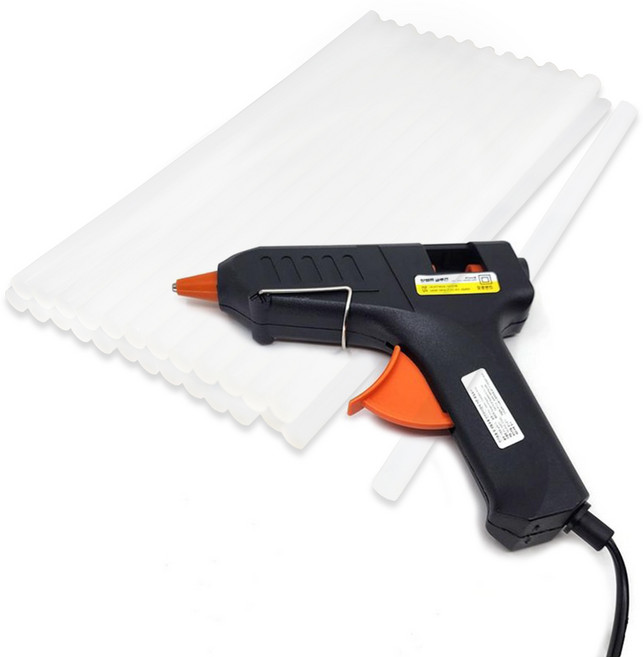 오공 핫멜트 글루건 11mm 대형 40W + 엘앤엠 핫멜트 글루건 스틱 대 11mm 600g, 1세트