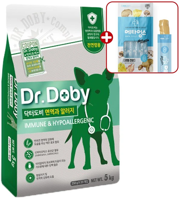 닥터도비 면역과 알러지 저알러지 눈물 강아지사료 + 사은품, 1개, 5kg, 피부/피모+알러지 - 쿠팡
