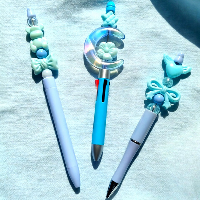 굿즈라이프 볼꾸 볼펜 꾸미기 비즈 파츠 재료 세트, 2세트, 블루문 3개