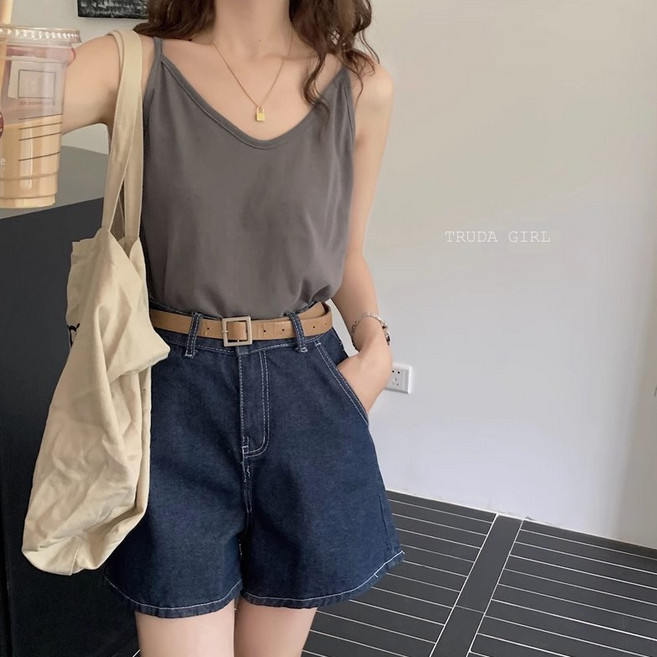 《杜達女孩》涼夏15色 V領 棉麻 竹節棉 細肩帶 吊帶 寬鬆 背心 女