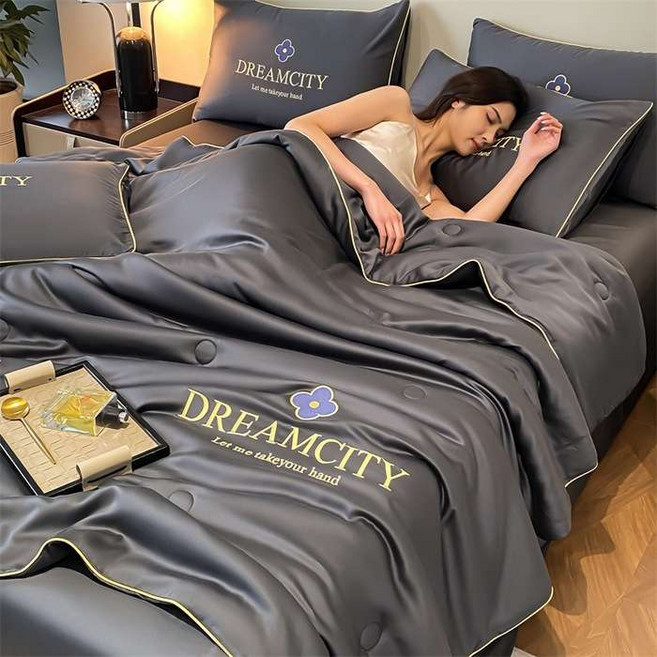 여름냉감이불 얇은 차가운 간절기 차렵 침구 시원한 홑 순면 이불 세트 여름 여름용, 180x220cm 여름 이불 세트 1.6kg