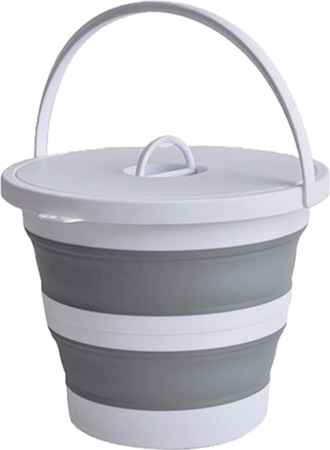 손쉬운 접이식 원형양동이 대형, 뚜껑형 1개, 15L