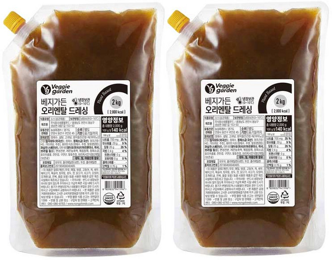 베지가든 오리엔탈드레싱 2kg (식물성), 2개