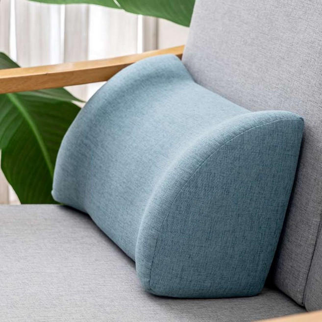 소파 등받이 쿠션 거실 스펀지 허리 베개, 라이트 블루