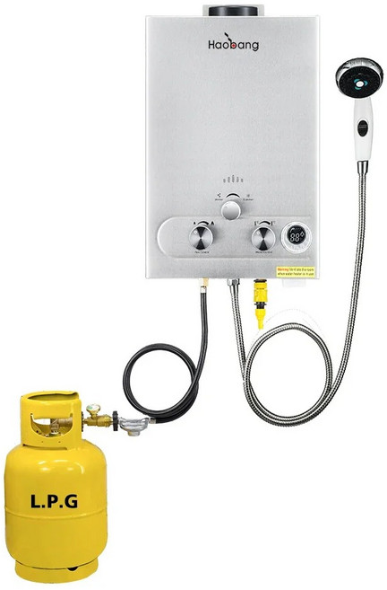 급상승 중인 6L 캠핑 카라반용 순간 온수기 (LPG 가스), 1개, 실버