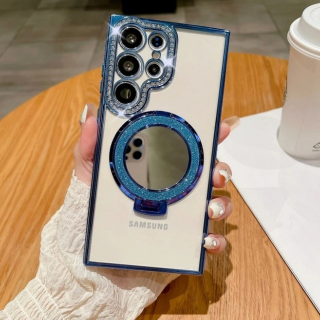 미러 맥세이프 케이스 큐빅 스탠드 거치대 커버 핸드폰 거울 손잡이 링