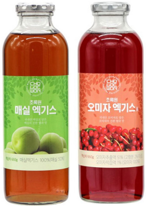 초록원 매실엑기스660g+오미자엑기스660g 국내산 농축액, 660g