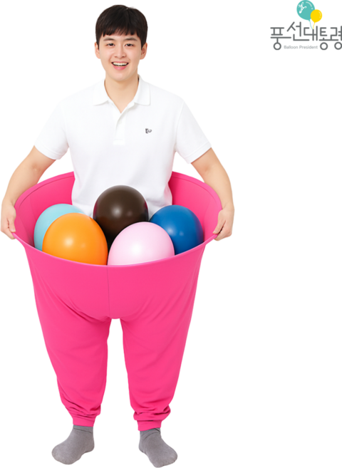 풍선대통령 캐치캐치 원터치 게임바지 체육도구, 1개, 진핑크