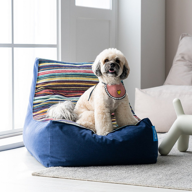 폴리몰리 607S 유아 키즈 코튼 빈백 소파 순면 방수 속커버 어린이 의자, 607SC 네이비블루ML