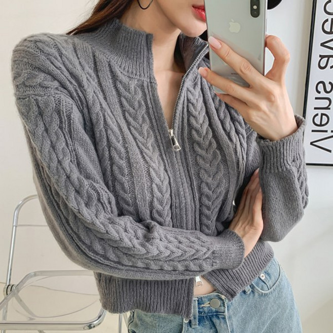 수엠W 여성 클래식 꽈배기 S158 양집업니트자켓