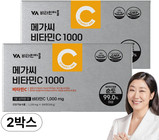 비타민마을 고함량 메가씨 비타민C 1000mg, 2박스, 300정