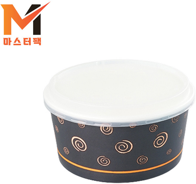 PT 일회용 1500CC 종이용기 블랙 세트(뚜껑_PP무타공), 1개